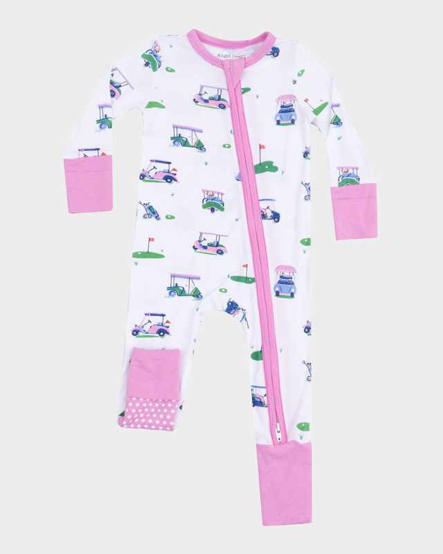 Girl's Vintage Golf Carts Printed Coverall, Size Newborn-24